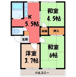 宇都宮駅 バス14分  中御幸町下車：停歩3分 2階の物件間取画像